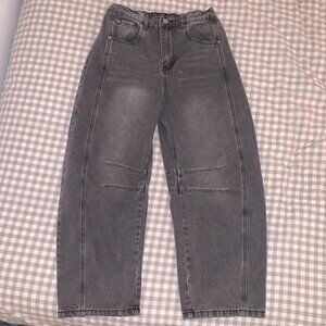 Aaron & Amber Barrel Jeans, Washed Grey